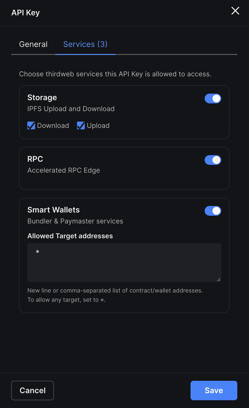Edit an API Key Services